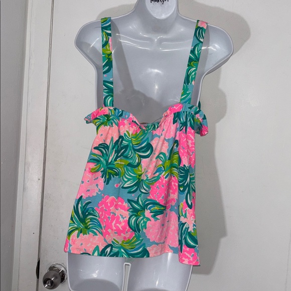 Lilly Pulitzer Pink & Teal Floral Tank with Green Accents - Picture 3 of 4
